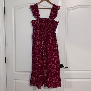 Hill House Home Burgundy Botanical Poplin Nap Dress
